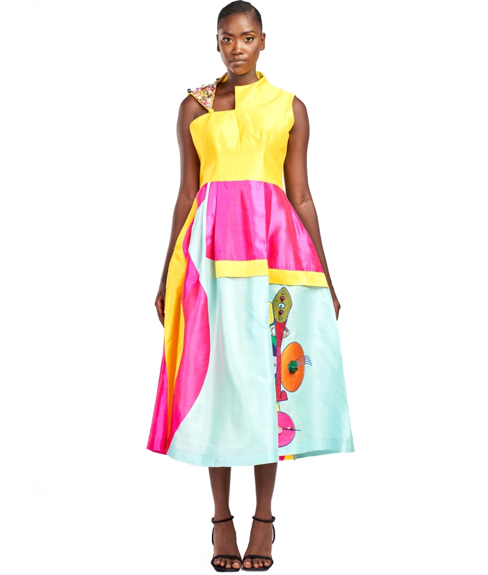 Robe Citadine Tricolore (Assymetrical Sleeveless)