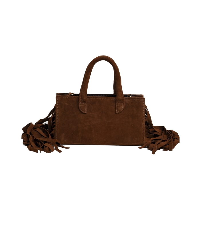 Fringed Midi Tote bag(Brown Suede)