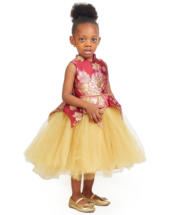 Gold Brocade Princess Ball Dress 