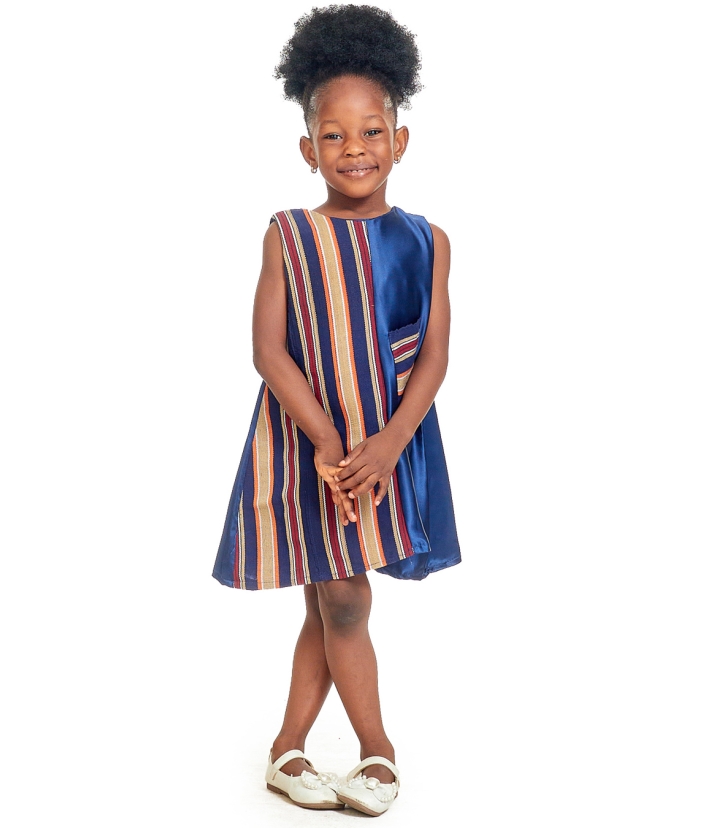 Blue Asooke Mix Casual Dress