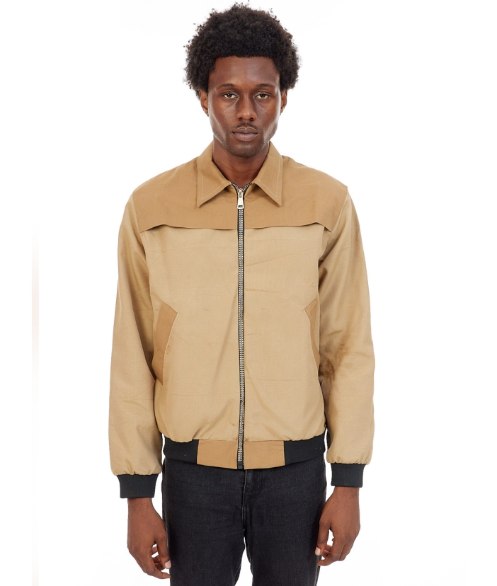 CONTRASTING PANELLED JACKET WITH LOGO BACK