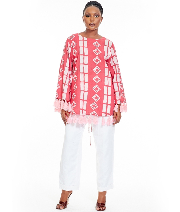 Haut Adire Avec Pantalon En Lin