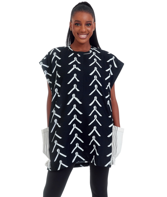 Cowrie Dansiki with Asooke Pockets