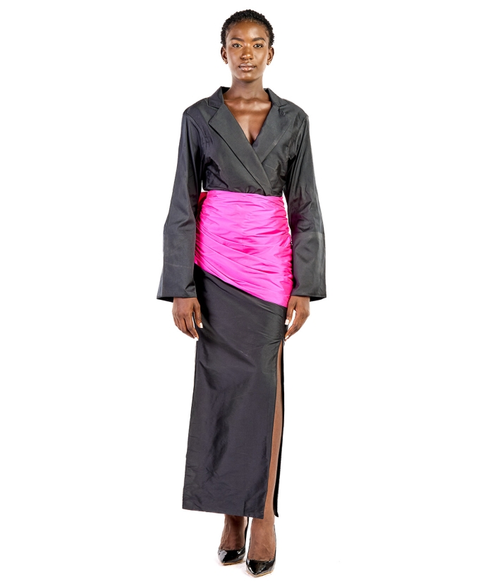 Black  & Pink Skirt and Jacket Set