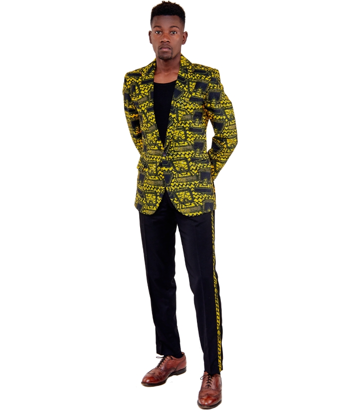 Yellow and Black Ankara Tuxedo  
